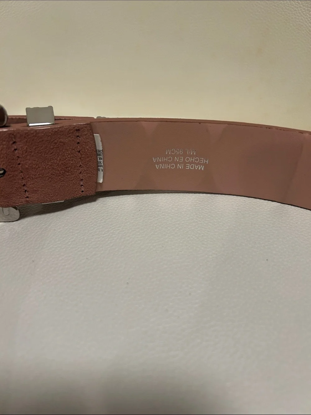 Western Double-Buckle Suede Waist Belt in Dusty Rose. New !